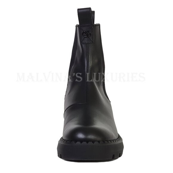 GUCCI BOOTS MENS CHELSEA BLACK LEATHER ANKLE w INTERLOCKING LOGO sz 9.5 10 - Picture 9 of 15
